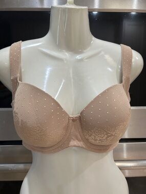 Soma Blush Beige Molded Underwire Bra with Dotted Lace